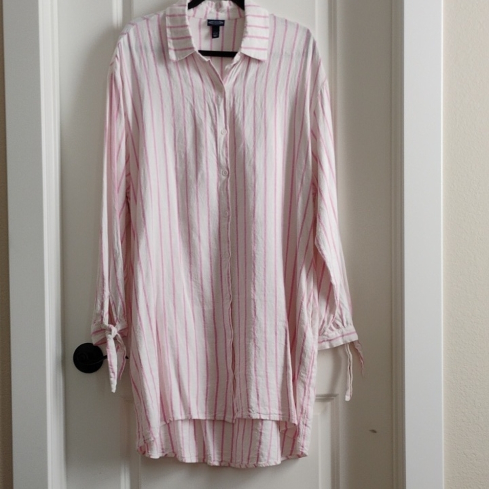 Pink Striped Long Sleeve Dress